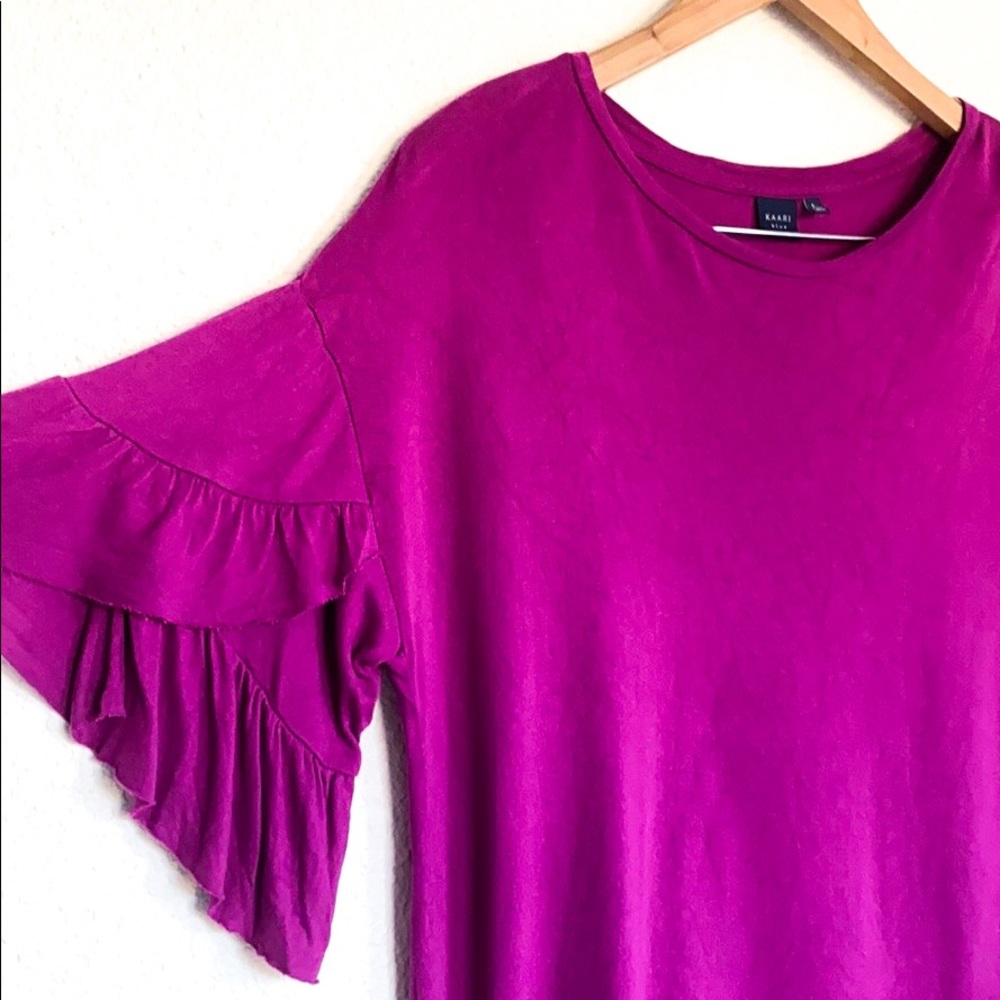 Kaari Blue Purple ruffle sleeve blouse - Picture 1 of 7
